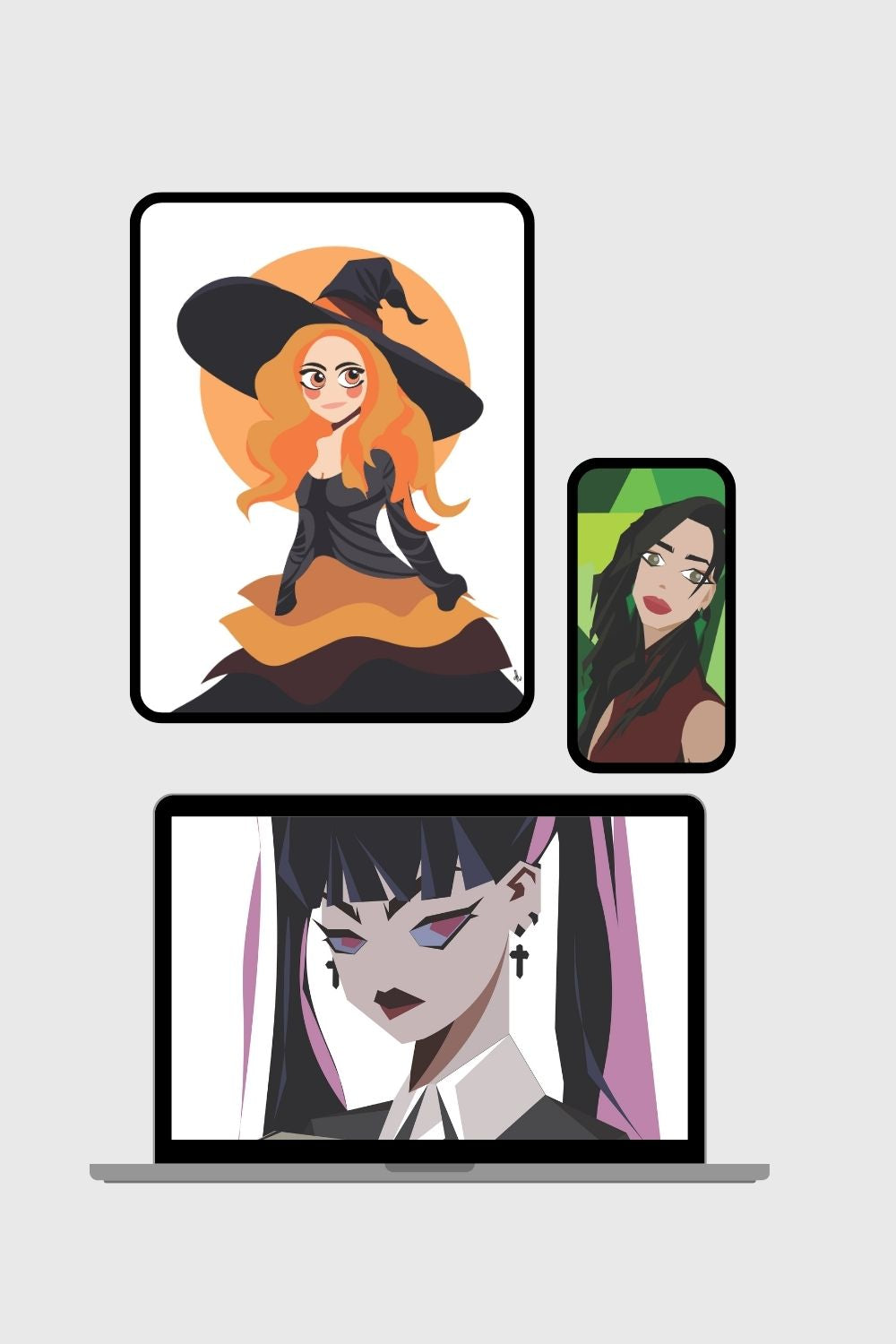 Girl Illustrations Digital Art Bundle – Character Art Prints