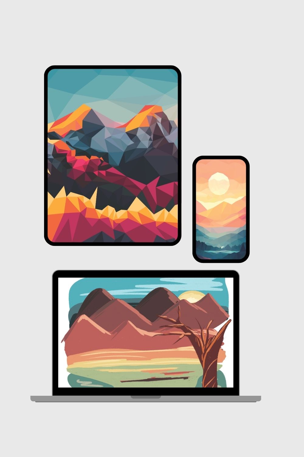Colorful Nature Digital Art Bundle – Vibrant Nature Illustration Prints